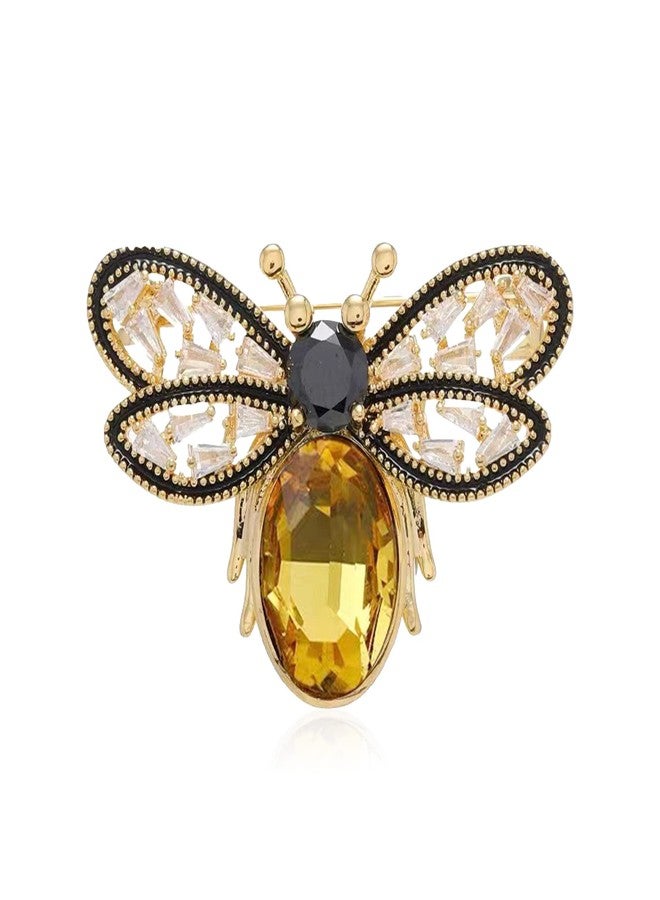 Anmpab Colorful Rhinestone Bee Brooch Honey Bee Lapel Pin Vintage Crystal Insect Pin for Women Men (Yellow) - Image 1